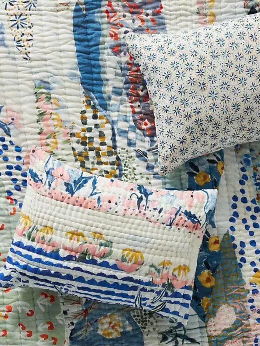 Anthropologie Rosalind Print Cotton Voile Quilted Shams - Picture 12 of 12